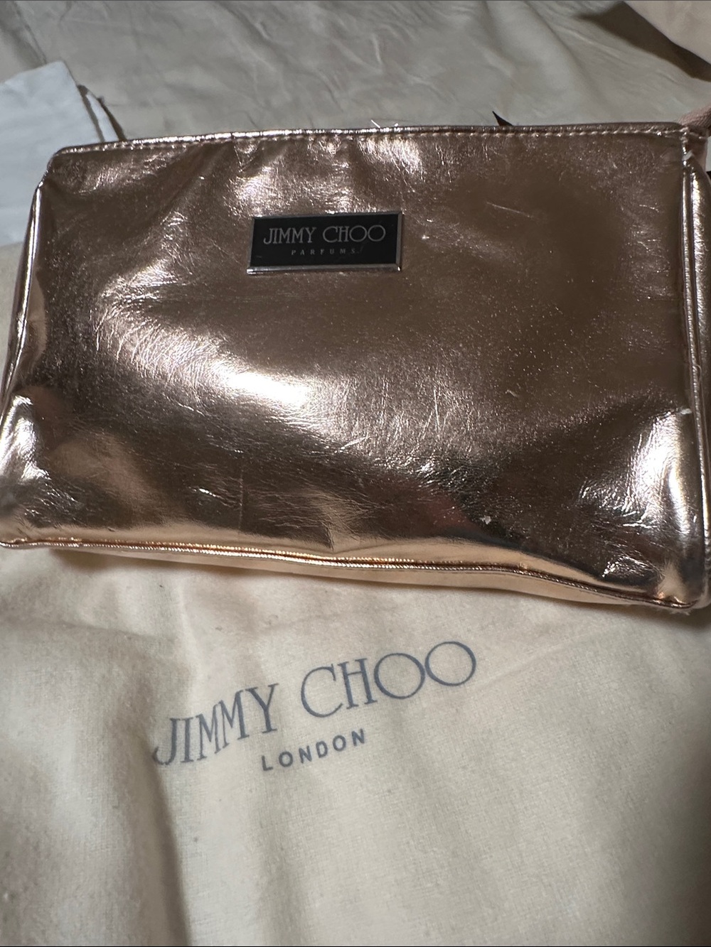 Jimmy Choo Parfums Metallic Rose Gold Cosmetic Pouch